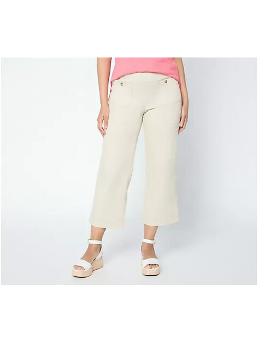 Belle by Kim Gravel Regular TripleLuxe Twill Patch Pocket Jeans Sand Dune Size 2